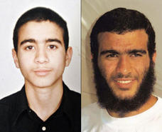 Omar Khadr, photographed before his capture, and in 2009.