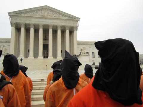 Protestors outside the Supreme Court on January 11, 2012.