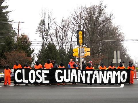 Campaigners call for the closure of Guantánamo outside CIA headquarters, January 12, 2013.