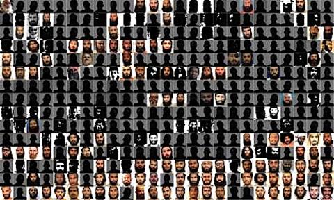 Faces of the Guantánamo prisoners.