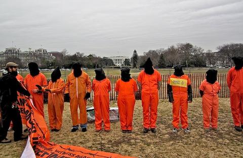 Guantanamo protestors outside the White House.