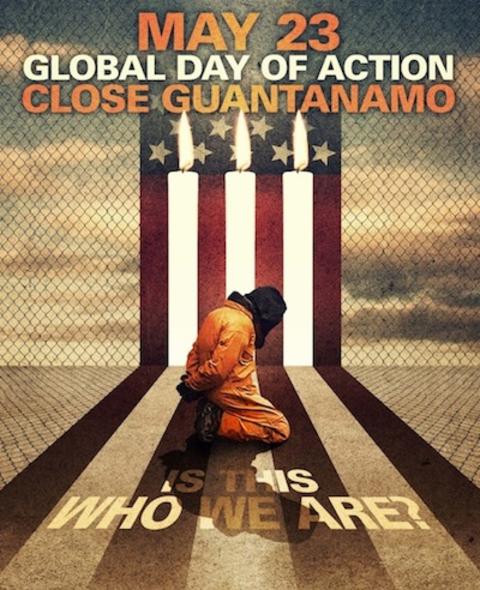 Poster for the day of action for Guantanamo, May 23, 2014